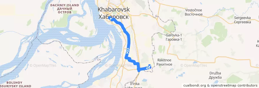 Mapa del recorrido Автобус 33: Завод ОБД - ул. Запарина de la línea  en городской округ Хабаровск.
