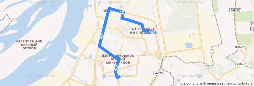 Mapa del recorrido Автобус 30: Картонно-рубероидный завод - Индустриальный посёлок de la línea  en 伯力市.