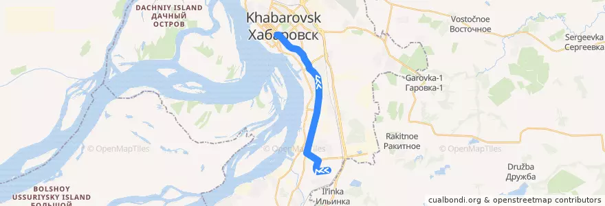Mapa del recorrido Автобус 25: Автопарк - Уссурийский бульвар de la línea  en городской округ Хабаровск.