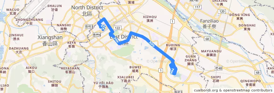 Mapa del recorrido 31 火車站→科園社區 de la línea  en 東區.