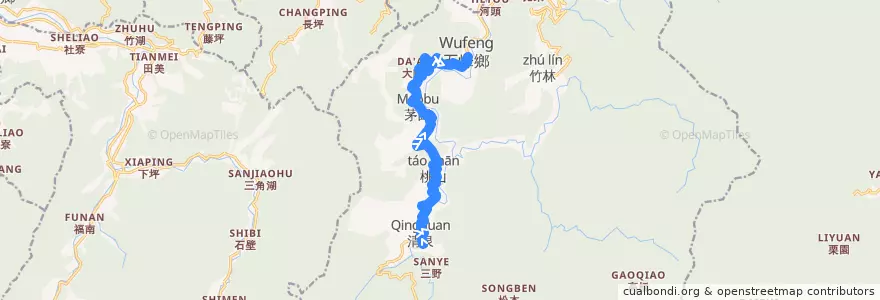 Mapa del recorrido 5629 五峰→清泉 de la línea  en 五峰鄉.
