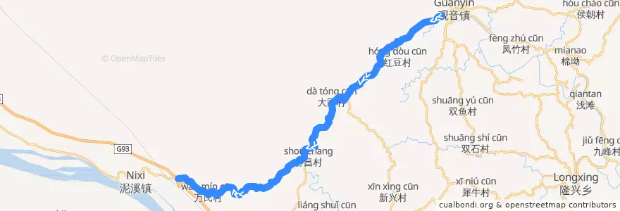 Mapa del recorrido 泥溪镇到观音镇 de la línea  en 叙州区.