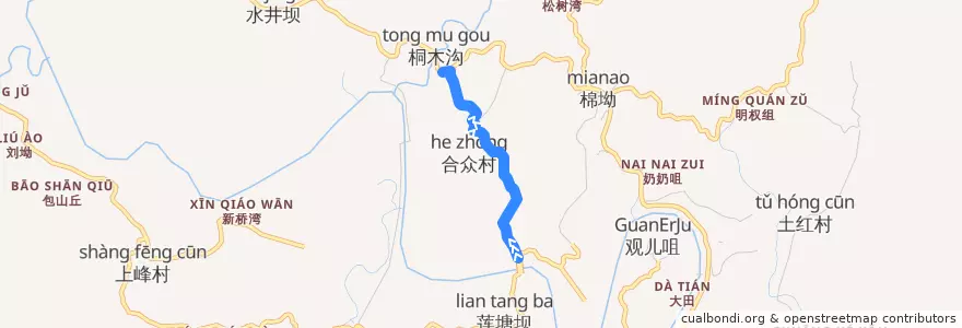 Mapa del recorrido 桐木沟到莲塘坝 de la línea  en 叙州区.