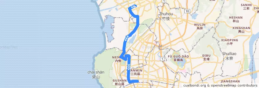 Mapa del recorrido 中華幹線區間(往程) de la línea  en 高雄市.