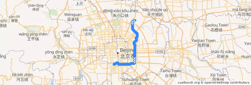 Mapa del recorrido Subway Line 14: 善各庄 => 北京南站 de la línea  en Pekín.
