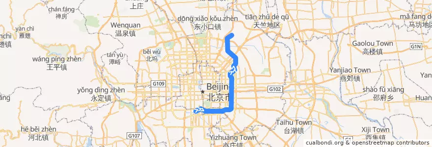 Mapa del recorrido Subway Line 14: 北京南站 => 善各庄 de la línea  en 北京市.