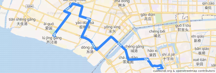 Mapa del recorrido 43路: 城市绿谷 => 更俗剧院 de la línea  en 南通市.
