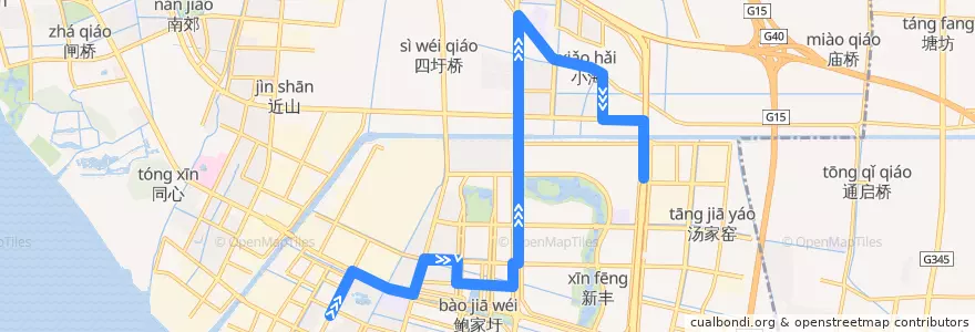 Mapa del recorrido 46路: 开发区地税局 => 东方大道同仁路口 de la línea  en 崇川区.