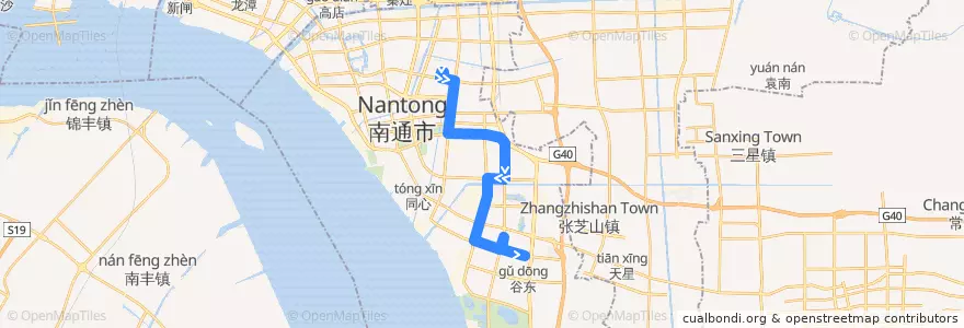 Mapa del recorrido 82路: 东站公交回车场 => 卫生高职学校 de la línea  en 崇川区.