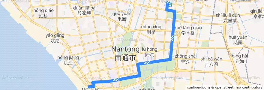 Mapa del recorrido 83路: 东站公交回车场 => 滨江公园 de la línea  en 崇川区.