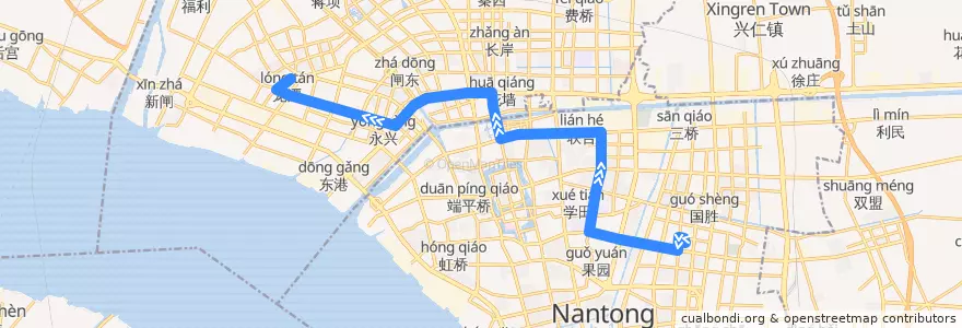 Mapa del recorrido 85路: 东站公交回车场 => 永兴公交停车场 de la línea  en 南通市.