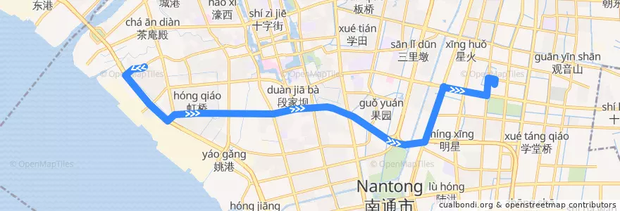 Mapa del recorrido 89路: 任港西路 => 东站公交回车场 de la línea  en 崇川区.