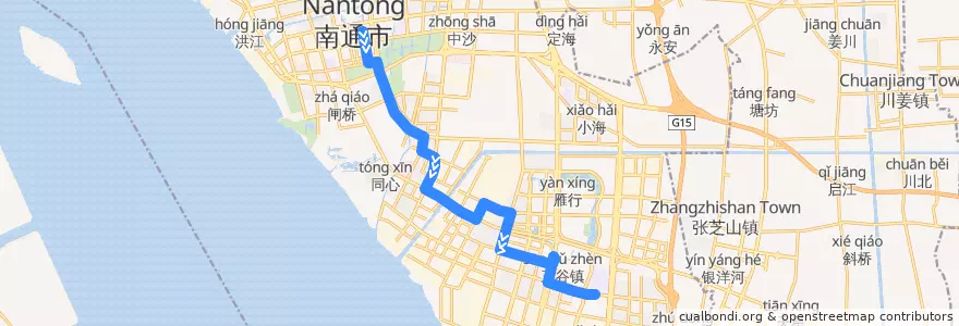 Mapa del recorrido 91路: 市图书馆 => 卫生高职学校 de la línea  en 崇川区.