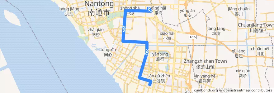 Mapa del recorrido 92路: 农批市场(内) => 通盛社区 de la línea  en 崇川区.