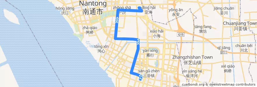 Mapa del recorrido 92路: 通盛社区 => 农批市场(内) de la línea  en 崇川区.
