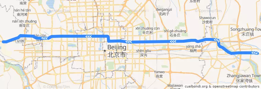Mapa del recorrido Subway 6: 潞城 => 金安桥 de la línea  en 北京市.