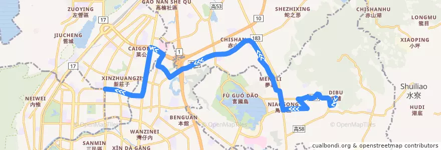 Mapa del recorrido 24A(往程) de la línea  en Kaohsiung.