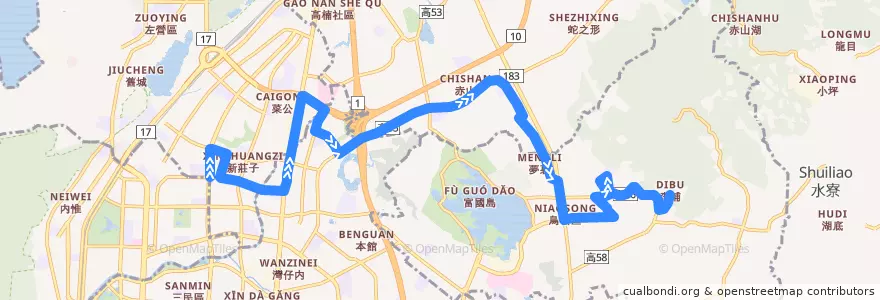 Mapa del recorrido 24A(返程) de la línea  en كاوهسيونغ.