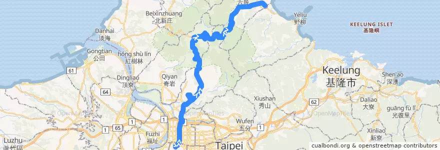Mapa del recorrido 1717 臺北-陽明山-金山(往程) de la línea  en تايبيه الجديدة.