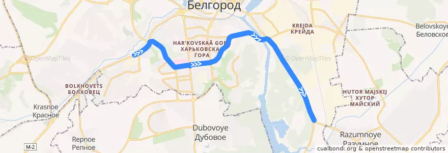 Mapa del recorrido 9c Ворошилова - ЗМК de la línea  en городской округ Белгород.