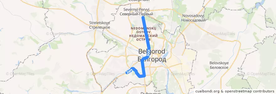 Mapa del recorrido Троллейбус 16 Ворошилова - Аэропорт de la línea  en городской округ Белгород.
