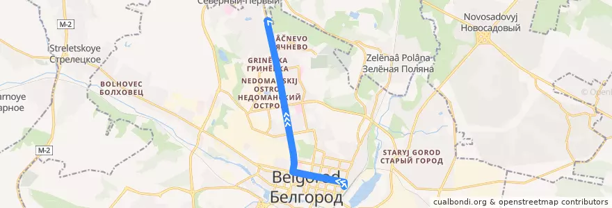 Mapa del recorrido Троллейбус №4: Ж/д вокзал - Аэропорт de la línea  en городской округ Белгород.