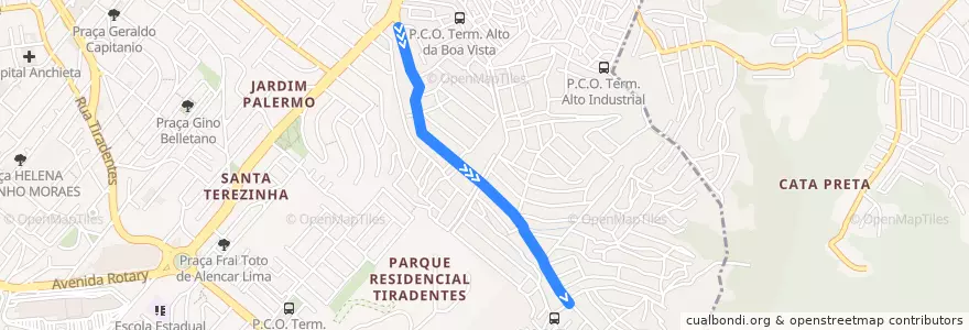 Mapa del recorrido 51: RUDGE RAMOS de la línea  en São Bernardo do Campo.
