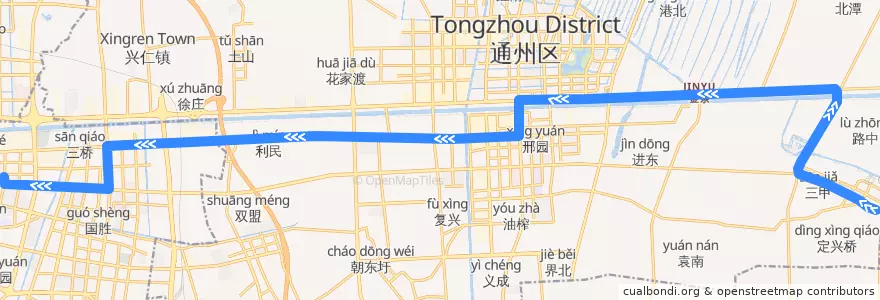 Mapa del recorrido 612路: 二甲人民医院 => 五一路公交停车场 de la línea  en 南通市.
