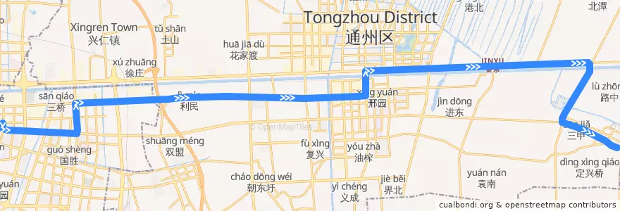 Mapa del recorrido 612路: 五一路公交停车场 => 二甲人民医院 de la línea  en 南通市.