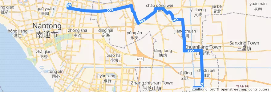 Mapa del recorrido 613路: 客运东站回车场 => 川港大桥 de la línea  en 通州区.