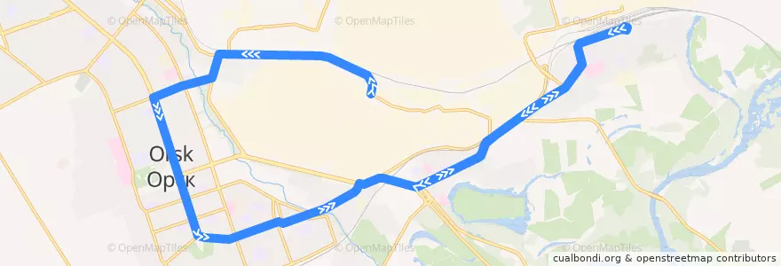 Mapa del recorrido Трамвай №2: ЦМК ЮУМЗ - ст.Никель de la línea  en городской округ Орск.
