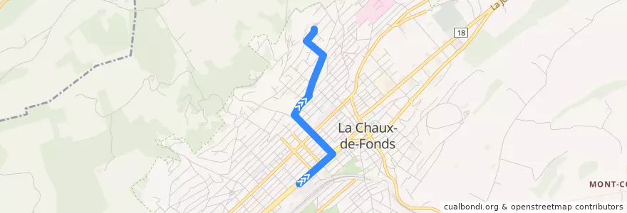 Mapa del recorrido Bus 310 de la línea  en La Chaux-de-Fonds.
