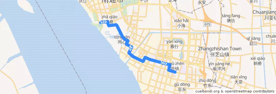 Mapa del recorrido 86路: 园博园回车场 => 工贸技师学院 de la línea  en Chongchuan District.