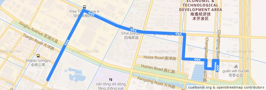 Mapa del recorrido 96路: 能达商务区 => 星湖大厦 de la línea  en 崇川区.