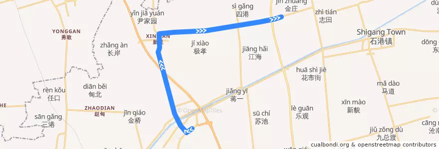 Mapa del recorrido 390路: 刘桥公交停车场 => 五窑十字路口 de la línea  en 通州区.