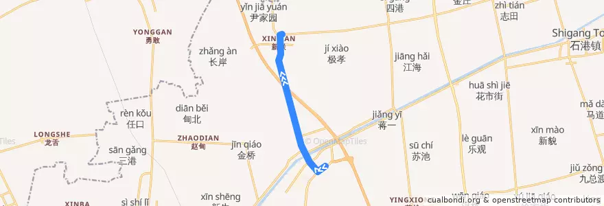 Mapa del recorrido 392路: 刘桥公交停车场 => 新联车站 de la línea  en 刘桥镇.