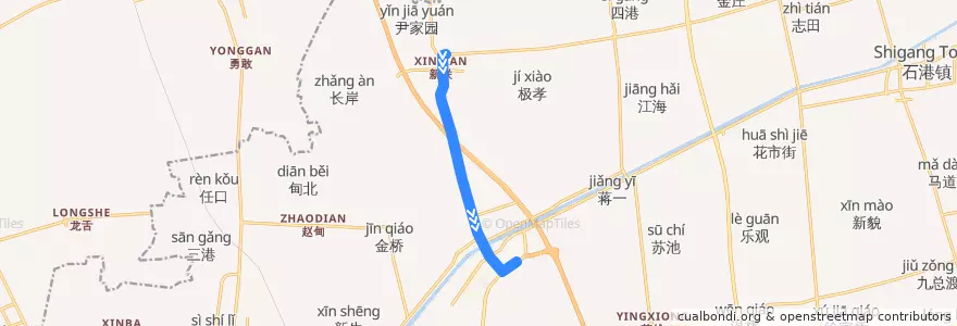 Mapa del recorrido 392路: 新联车站 => 刘桥公交停车场 de la línea  en 刘桥镇.