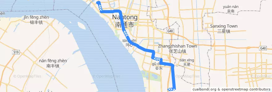 Mapa del recorrido 620路: 星苏花园 => 长途车站 de la línea  en 崇川区.