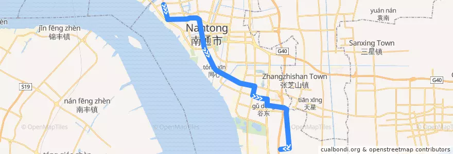 Mapa del recorrido 620路: 茶庵殿 => 星苏花园 de la línea  en 崇川区.