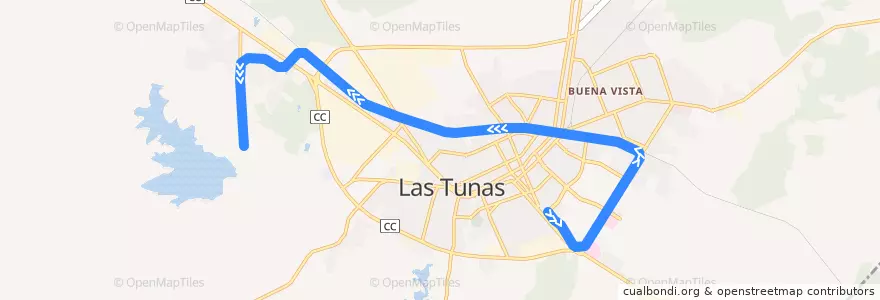 Mapa del recorrido Tren Urbano de Las Tunas de la línea  en Ciudad de Las Tunas.