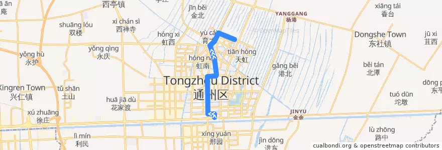 Mapa del recorrido 201路: 国盛义乌城广场 => 通州二院 de la línea  en 通州区.
