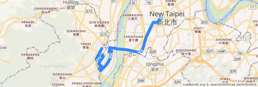 Mapa del recorrido 新北市 F501 樹林-板橋 (返程) de la línea  en تايبيه الجديدة.