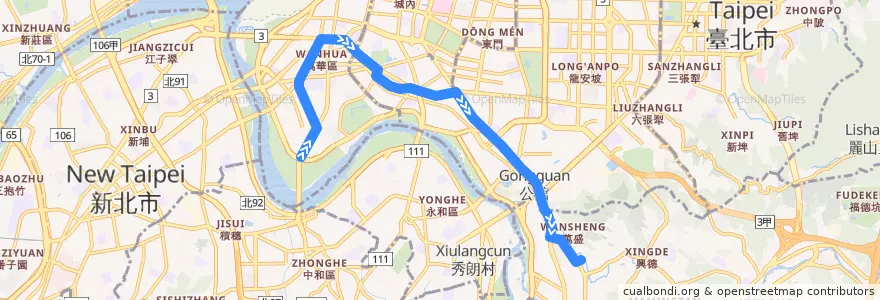 Mapa del recorrido 臺北市 藍28 興隆-東園(返程) de la línea  en Taipei.