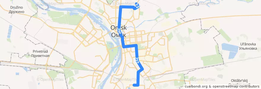 Mapa del recorrido Автобус №49 : 21-я Амурская - ПО Иртыш de la línea  en городской округ Омск.