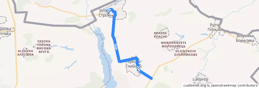Mapa del recorrido Автобус 192: Героїв праці - с. Стрілеча de la línea  en .