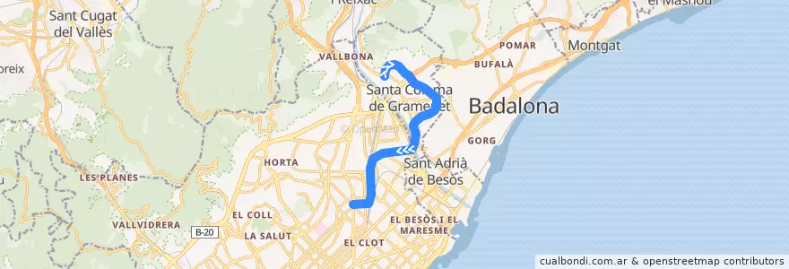Mapa del recorrido L9 Nord: Can Zam => La Sagrera de la línea  en Barcelonès.