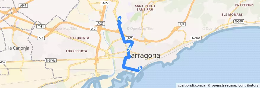 Mapa del recorrido L41 Estació - Zona Educacional de la línea  en Tarragona.