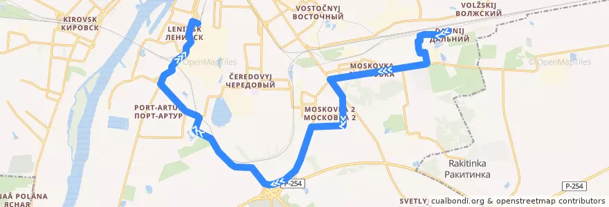 Mapa del recorrido Автобус №89 : пос. Дальний - Лобкова de la línea  en городской округ Омск.