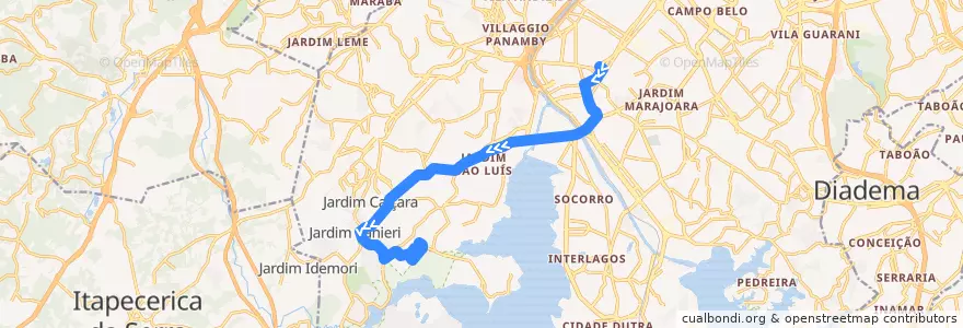 Mapa del recorrido 6017-10 Jardim Nakamura de la línea  en São Paulo.