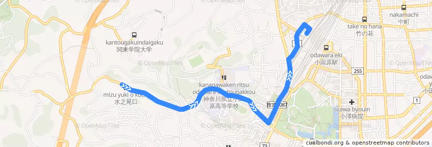 Mapa del recorrido 箱根登山バス　箱69系統 de la línea  en 小田原市.